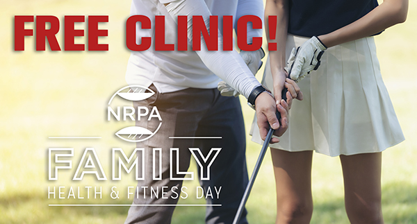 Free Clinic Headline on image of a golf lesson